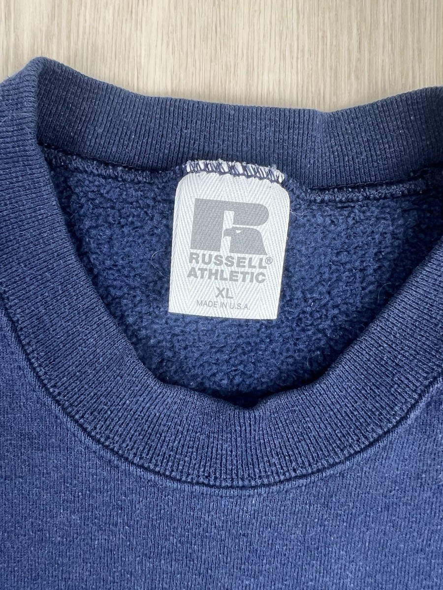 Vintage 90s Russell Athletic Navy Blue Crewneck Sweatshirt Made in