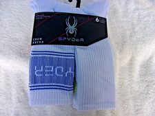 NWT Spyder crew socks, men's L 6-12 , 6-pack, polyester, white