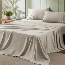 Bedsure Queen Sheet Set - 4 Pieces Soft Size Sheets - Queen, 06 - Linen
