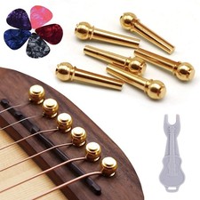 Guitar Bridge Pins 6pcs Pure Brass Endpin for Acoustic 6 Strings Gold