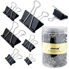 JANYUN 150Pcs Large Binder Clips 6 Assorted Sizes Paper Clamps Clip for Paper...