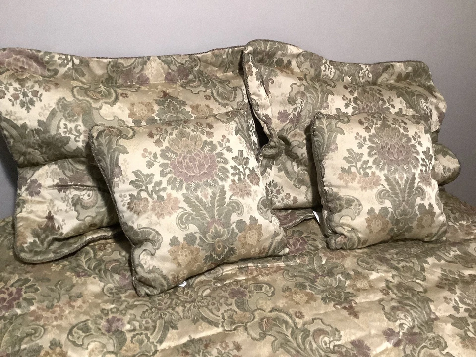 Juego de edredón Croscill Windsor dorado floral brocado reina 6 piezas Foto 3 de 4