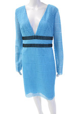 Diane Von Furstenberg Women Sheath Dress Black V-Neck Geometric Size M