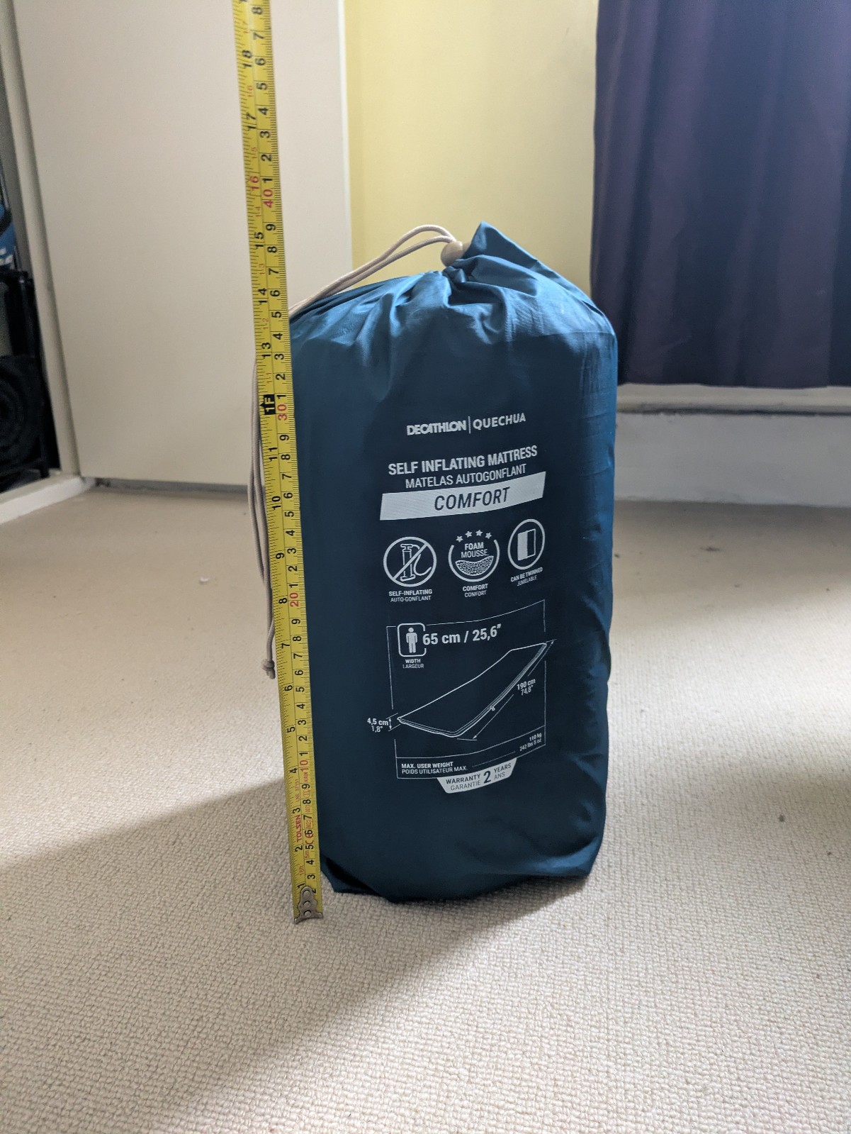 Colchón Camping Decathlon Quechua Comfort - 65 cm x 190 cm (1 Persona)