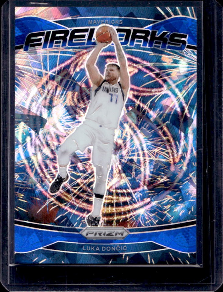2024-25 Panini Prizm Luka Doncic Fireworks Blue Ice #105/125 Mavericks