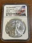 2022 $1 American Silver Eagle 1 oz NGC MS70 7K State Series Maryland