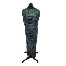 Free PeopleUnique Geometric Print Ruched Maxi Dress Blue Green Women's XS