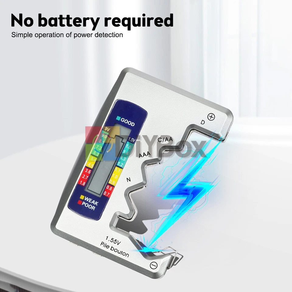 Universal Digital Battery Volt Tester Checker for Button Cell AA/AAA/C/D/9V/1.5V - Image 4 of 4