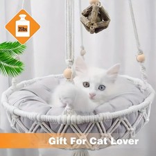 Upgraded User Friendly Maneuverable Hand-Woven Cotton Rope Semi-Enclosed Cat Bed