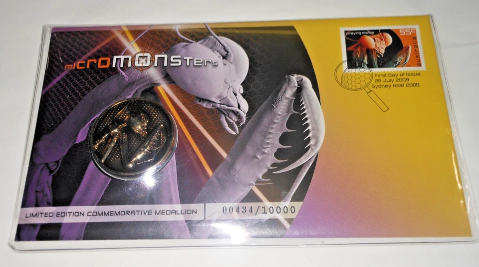 PNC 2009 Australia MICROMONSTERS Ltd Edition Medallion and 55 cent stamp - Image 2 of 4