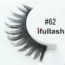 #62 6,12 Pairs ifullash 100% Human Hair False Black Eyelashes 