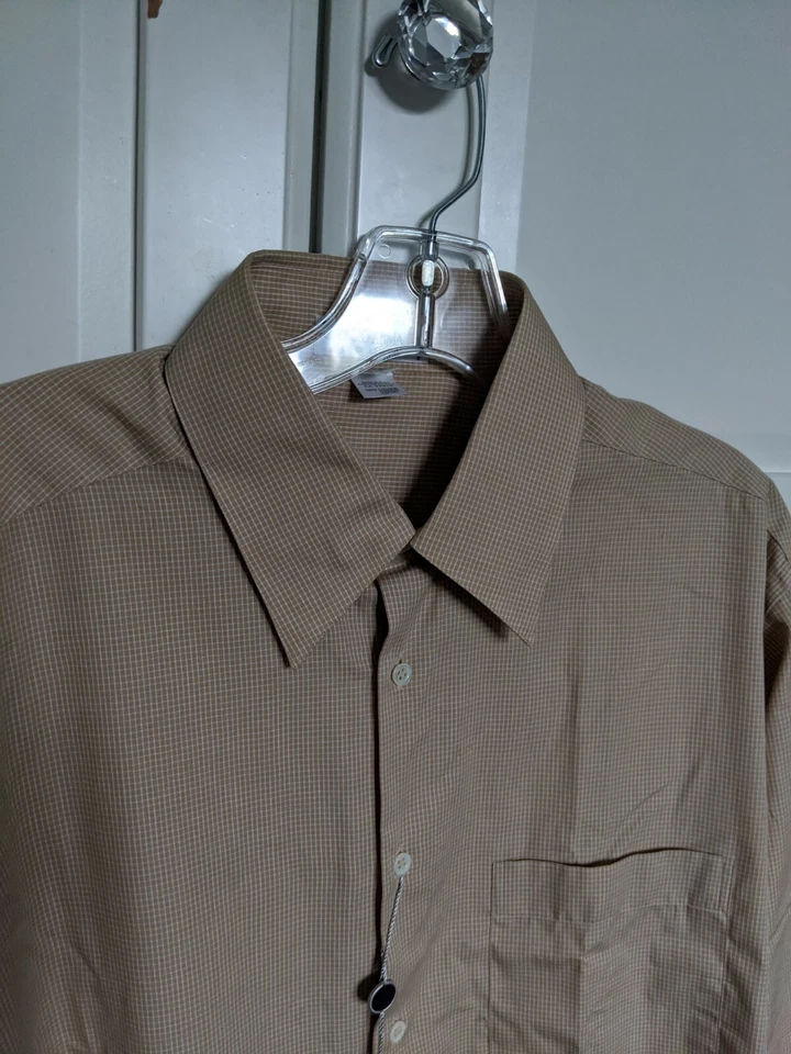 TOTALMENTE NUEVO Giorgio Armani Collezioni Para hombres Beige Camisa de Vestir a Cuadros 39 Grande Foto 3 de 4