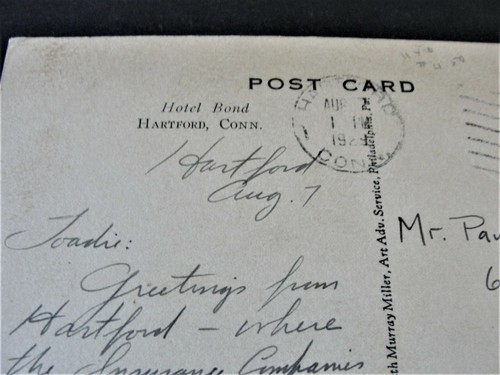 Hotel Bond, Hartford, Connecticut-1929 Red Stamp George Washington Postcard. - Picture 6 of 6