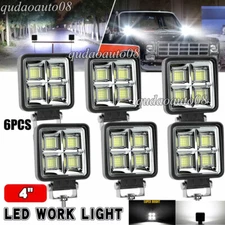 6Pcs 4" 80W LED Work Light Truck OffRoad Tractor Flood Lights 12V Square 4 Inch