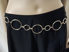 Vintage Silver Tone Chain And Loop Belt