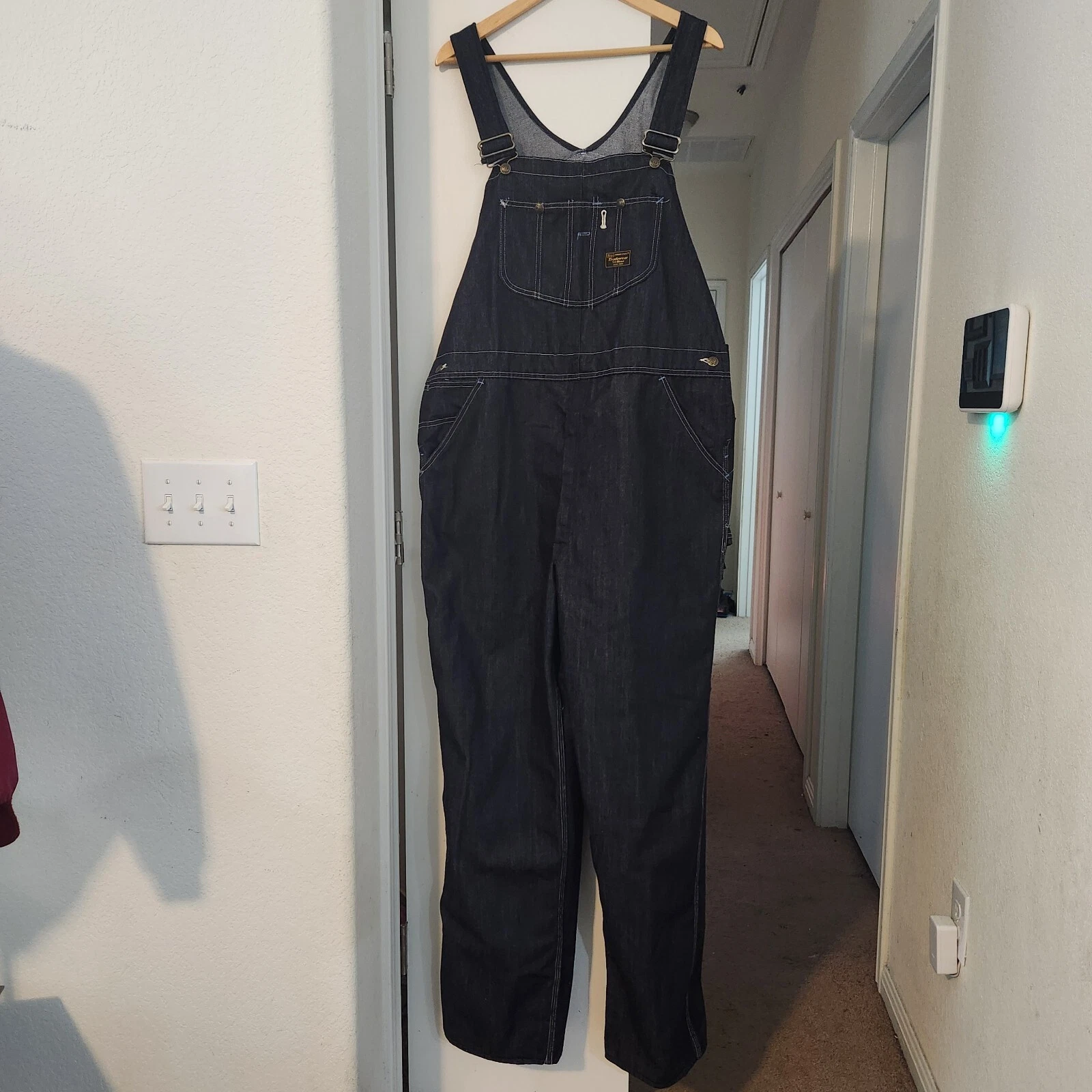 Vintage Sears ROEBUCKS OVERALLS Union USA MADE Dark Wash Blue W43" Wide Leg
