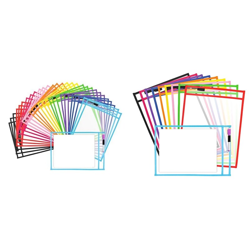 10PCS Dry Erase Pockets, Extra LargeReusable Dry Erase Covers