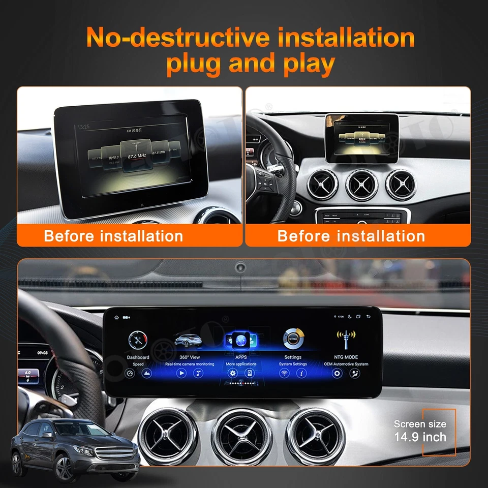 Radio de coche de 14,9" para Mercedes Benz GLA CLA clase A/B 2015-2018 GPS estéreo actualización Foto 3 de 4