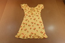 Urban Outfitters Womens Small Yellow Cherries Off The Shoulder Mini Dress NWT