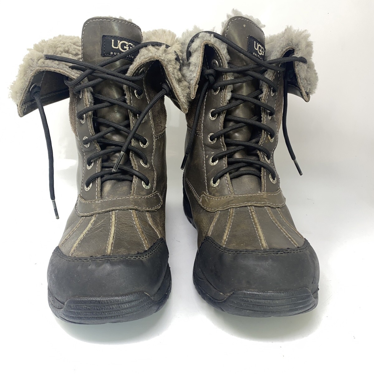 UGG Butte Lace Up Winter Snow Boots Men's Sz 9.5 M Brown Leather