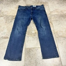 TK Axel Jeans Mens 36x30 Blue Slim Boot Cut Whiskered Denim