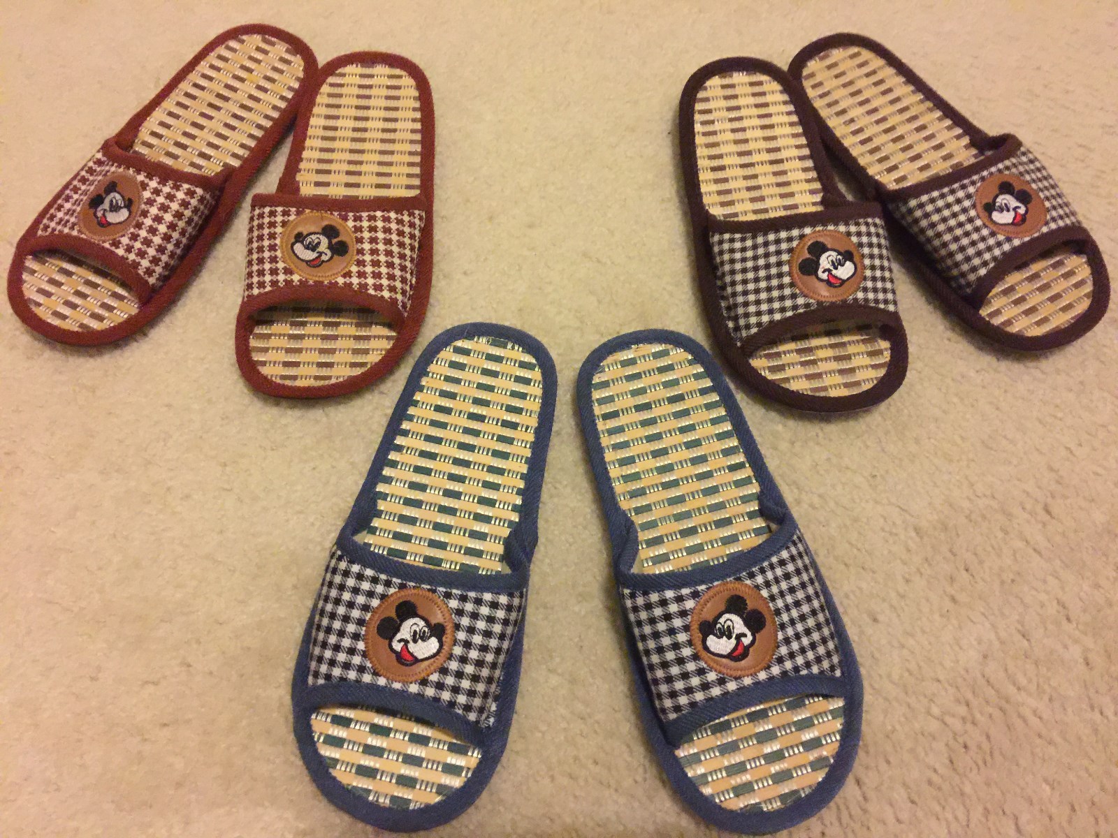 SAOLA Adorabili pantofole da interno fatte a mano con suola in tessuto di canna nuove