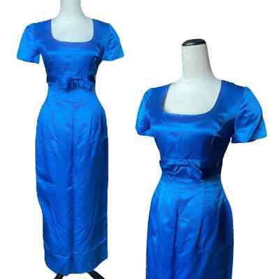 Vtg 1950s 60s Royal Blue Satin Wiggle Dress Evening Dress Small | eBay Vtg 1950s 60s Royal Blue Satin Wiggle Dress Evening Dress Small | eBay