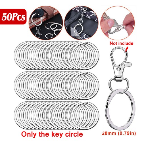 20-25-30mm Rings Split Hoop DIY Flat Metal Chains 50PCS Stainless Steel Key - Picture 9 of 13