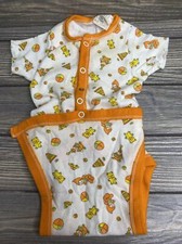 Vtg Infant Toddle Time JC Penney 1-Piece Pajama Orange Bears Clowns Size Small