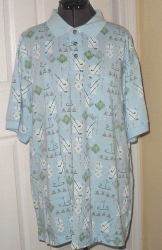 *MICHAEL AUSTIN GOLF POLO SHIRT TAGLIA XL-XXL BLU ALBERI CLUB GOLF STAMPA NUOVA CON ETICHETTE - Foto 4 di 4