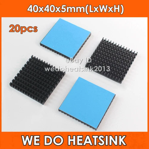 20pcs 40x40x5mm Aluminum Heatsink For PC IC Radiator With Blue Thermal Pad Tape