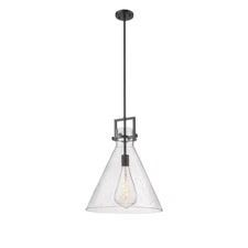 Innovations Newton Cone 1-Lt 16" Stem Pendant, MB/SG - 411-1SL-BK-G411-16SDY