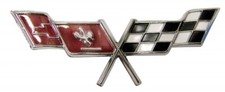 1977 Late-1979 Corvette Emblem Front Side Fender Cross Flags Bright Red Each