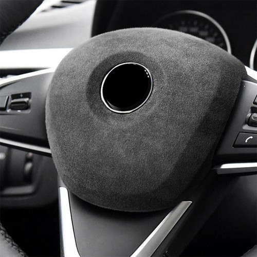 Suede Black Gray Steering Wheel Center Cover For BMW 2 Series F22 X1 F48 2016-21 - Picture 3 of 10
