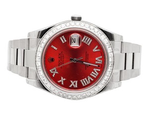 New Mens 41 MM 116300 Rolex Datejust II 2 Red Roman Diamond Watch 4.0 ct