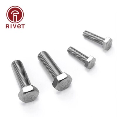 316 DIN933 (A4-70) M12 M14 M16 M18 Hex Bolt Full Thread Six Angle Screw Head Cap