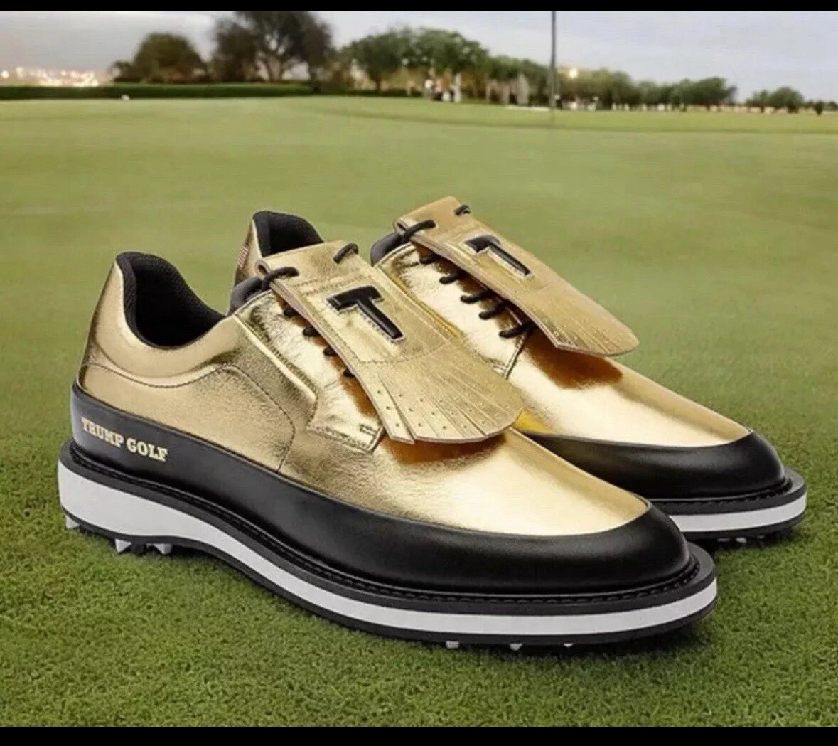 Donald Trump Presidential Gold Golf Shoes Limited Edition 