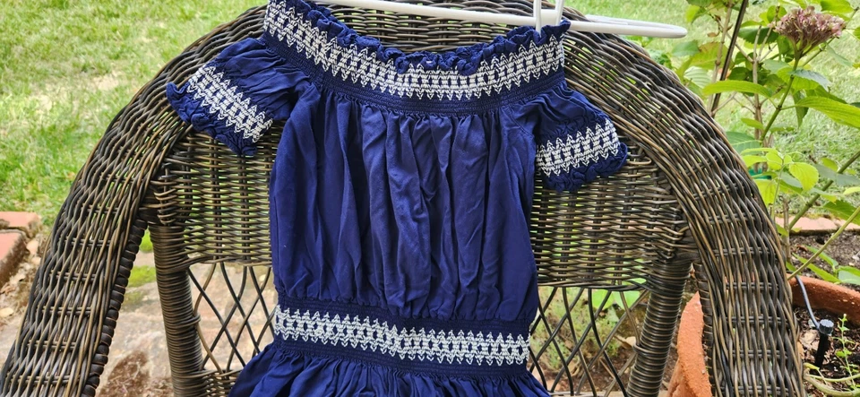 Vestido Ella Moss Niñas Azul Estilo Campesino Talla 10 Foto 3 de 4