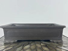 Preowned Japanese Tokoname Unglazed Rectangular Bonsai Pot Houtoku- 12” By 8.75”