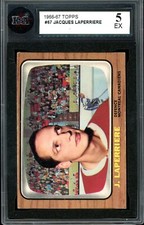 1966-67 TOPPS NHL HOCKEY #67 JACQUES LAPERRIERE KSA 5 EX MONTREAL CANADIENS Card
