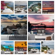 3D Sky Clouds Coast View Self-adhesive Wallpaper Removable Wallpaper Wall Mural