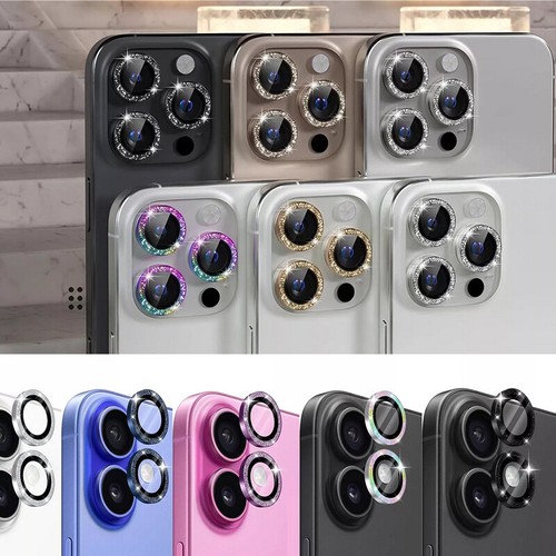 Glitter Bling Metal Ring Camera Lens Protector For iPhone 16 Pro Max 15 14 13 12 - Picture 2 of 17