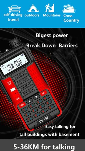 2 SET BAOFENG UV10R DUAL BAND 2-WAY RADIOS FM LONG RANGE HAM WALKIE TALKIE 128CH - Bild 13 von 37