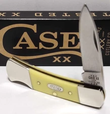 Case XX USA Yellow Handle Stainless Steel Drop Point Blade Lockback Pocket Knife