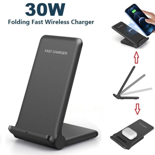 30W  Fast Wireless Charger Stand Dock Pad For Apple Air Pods iPhone 13 Pro 14 15 - Afbeelding 1 van 18