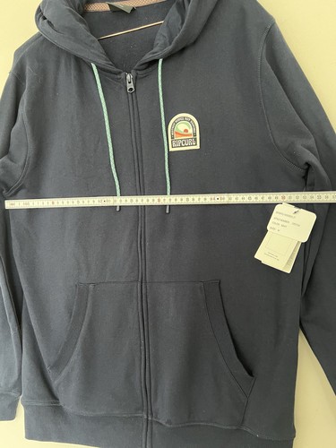 Rip Curl zip front Hoodie dark blue logo Size M Organic Cotton surf casual - Picture 8 of 10