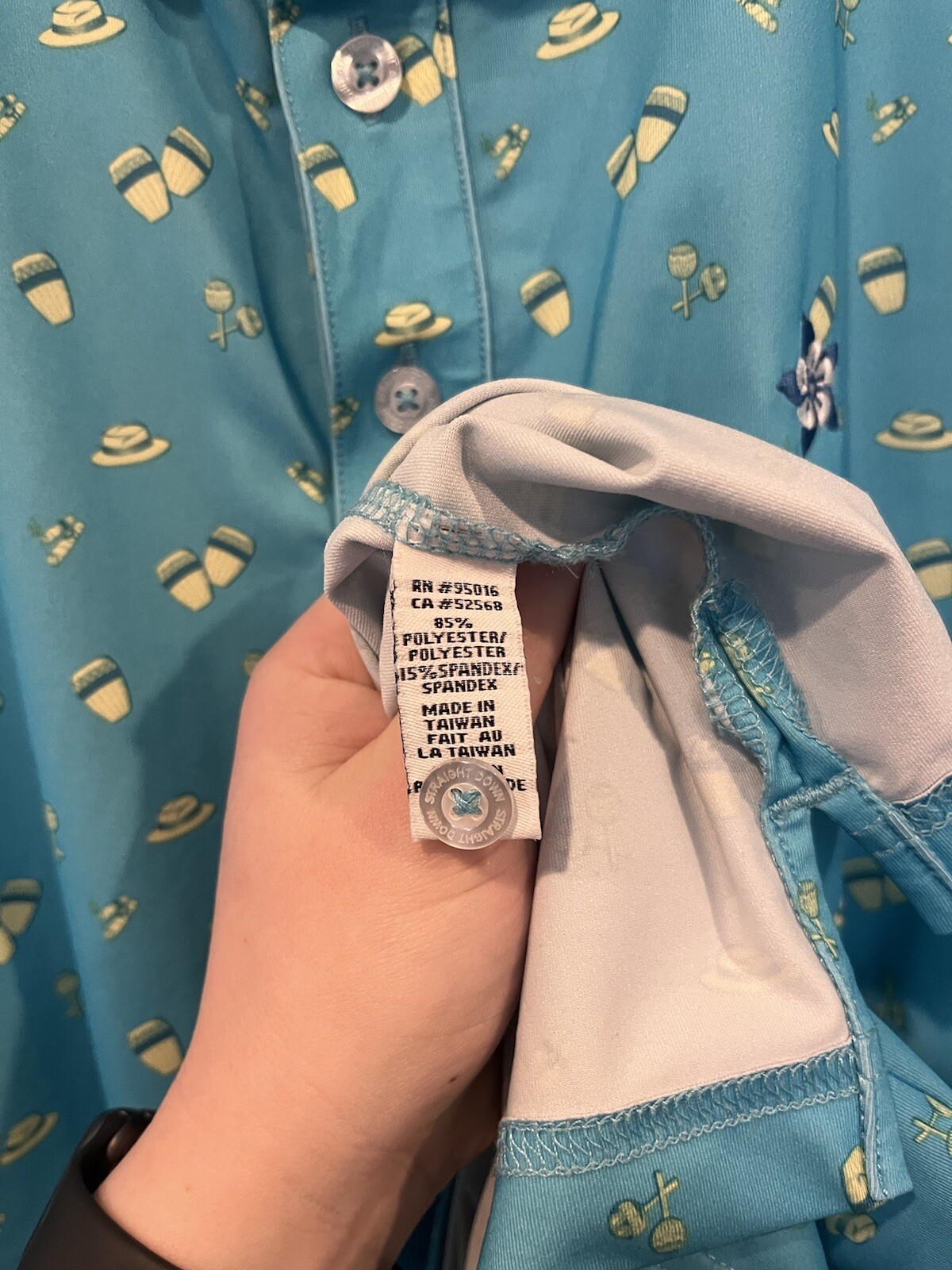 Straight Down Men’s Performance Blue Patterned Po… - image 4