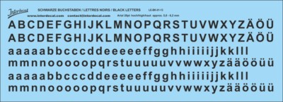 Décalcomanies Lettres Arial 3 Points Noir - Dimensions 78 X 36 Mm - Marque INTERDECAL - Neuf, Pour Personnalisation