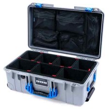 Silver  Blue Pelican 1535 case with TrekPak dividers  mesh lid organizer