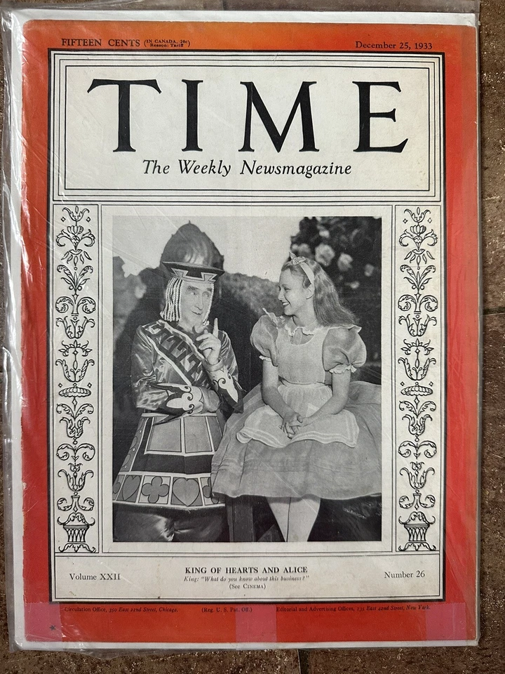 Antique 1933 Alice In Wonderland Time Weekly Magazine #26 King If Hearts  - Image 2 of 4